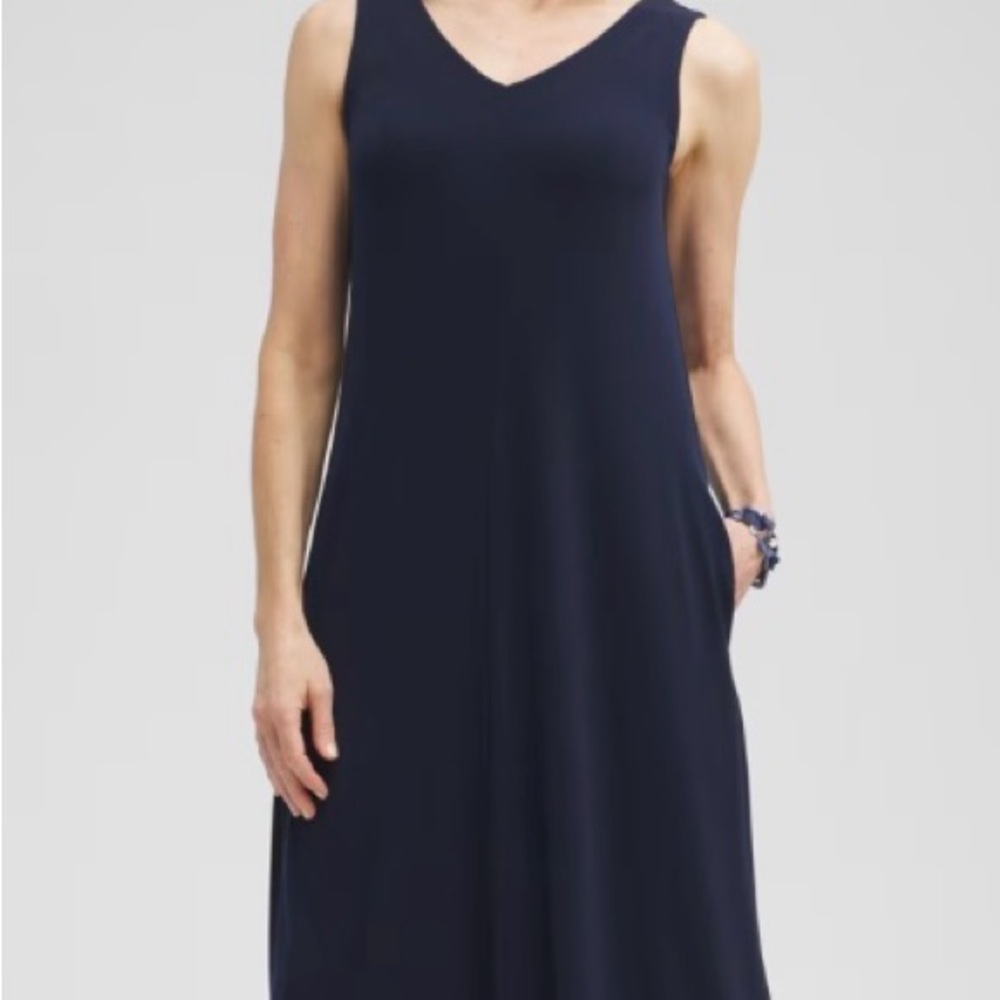 Chico’s maxi  sleeveless V neck dress, Classic Navy. 258